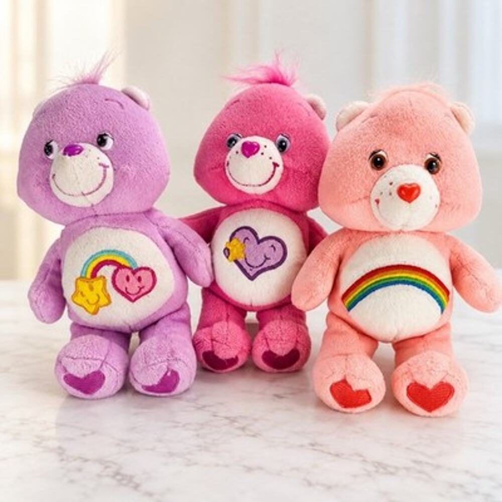 Vintage Care Bears Lot 3 8” Plush Best Friend Take Care Cheer 2003 2004
